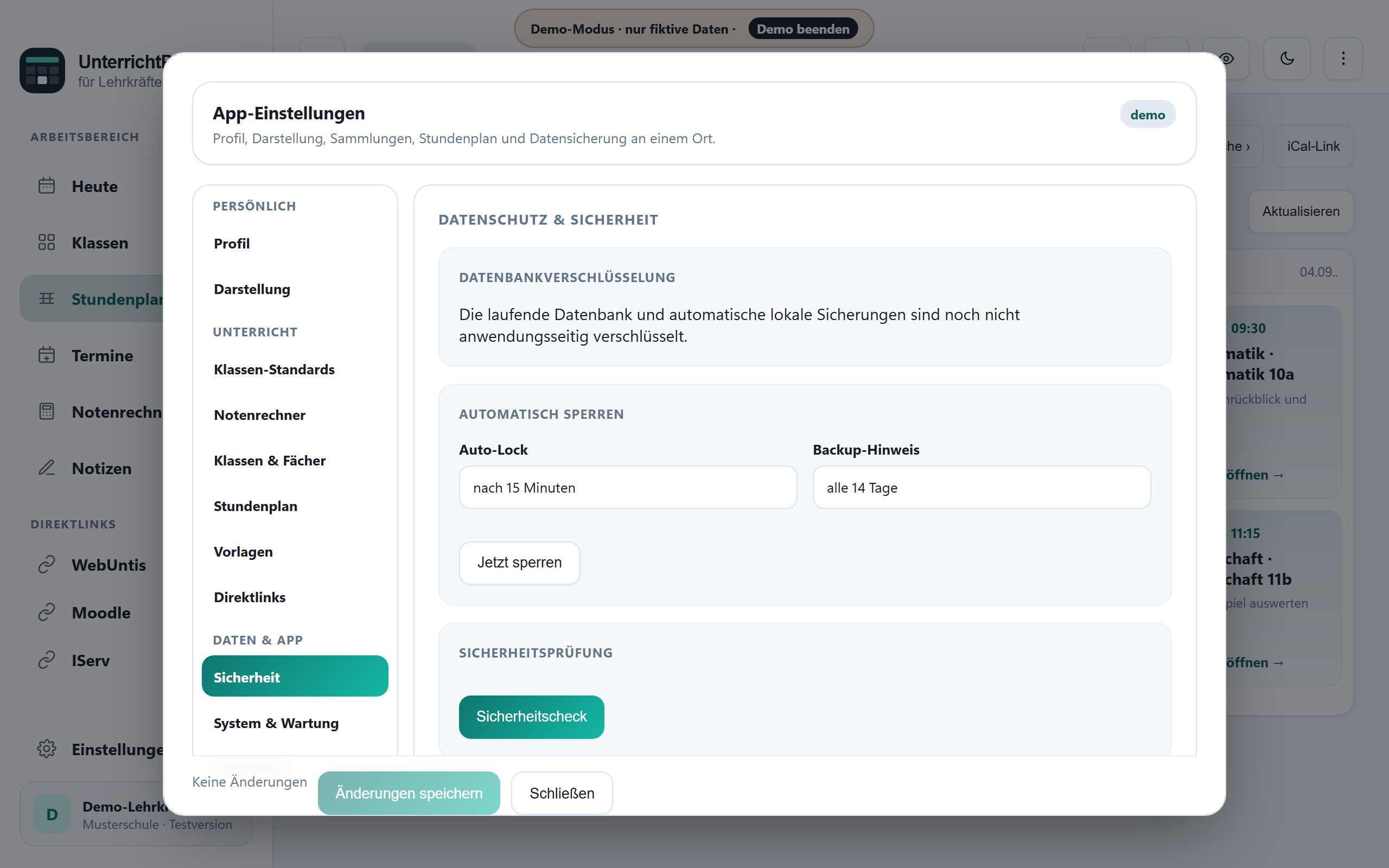 App-Sperre und Sicherheitscheck